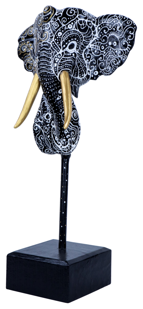 Eléphant Dali (56) - Noir + Blanc + Or