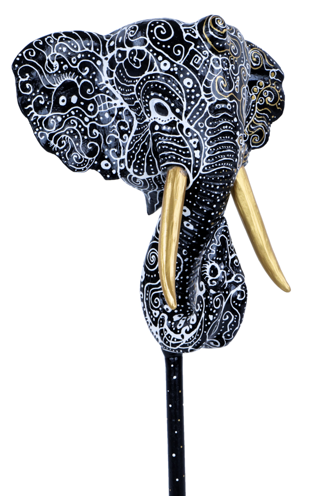 Eléphant Dali (56) - Noir + Blanc + Or