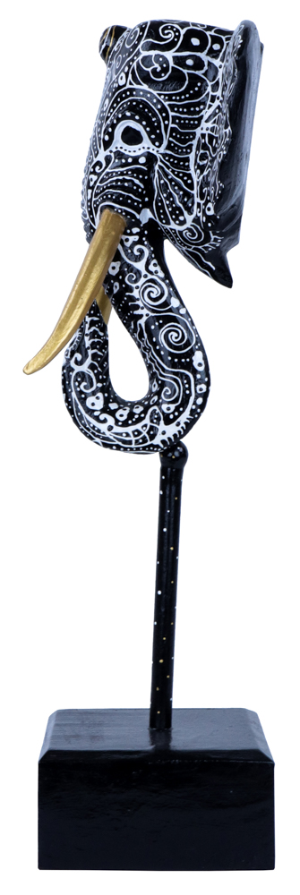 Eléphant Dali (56) - Noir + Blanc + Or