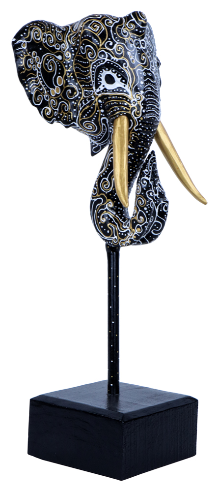 Eléphant Dali (56) - Noir + Blanc + Or