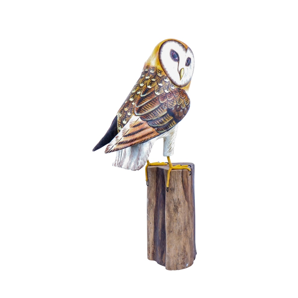 Chouette Effraie Wood (20) - Brun + Blanc