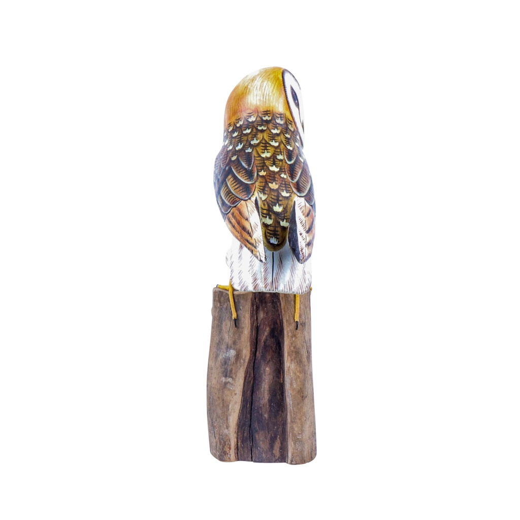 Chouette Effraie Wood (20) - Brun + Blanc