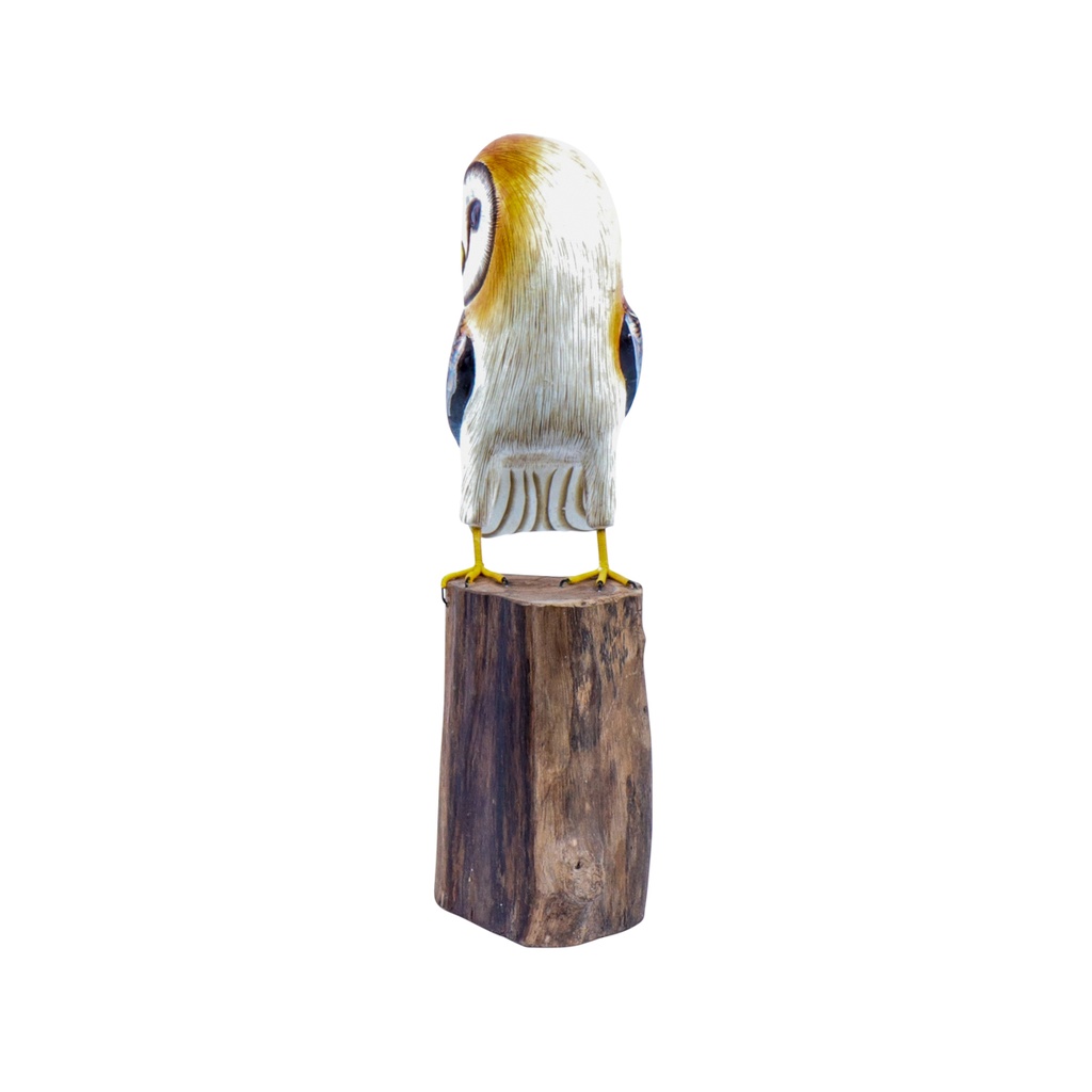 Chouette Effraie Wood (20) - Brun + Blanc