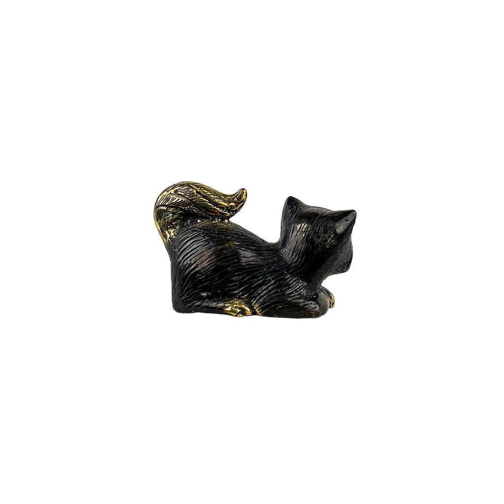 Chat Couché Bronze (5) - Noir + Or (Minimum 3 pcs)