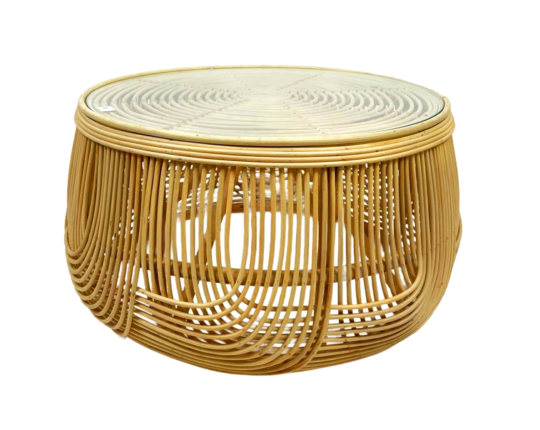Table Basse en Rotin - Tablier en Verre (44)