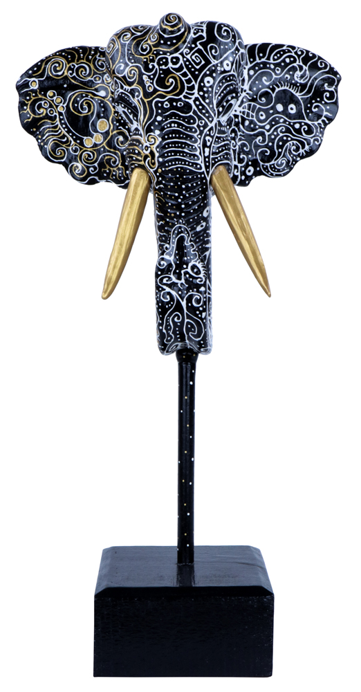 Eléphant Dali (56) - Noir + Blanc + Or
