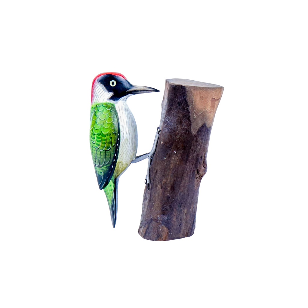 Woodpecker Green Wood (18) - Green + White + Black + Red