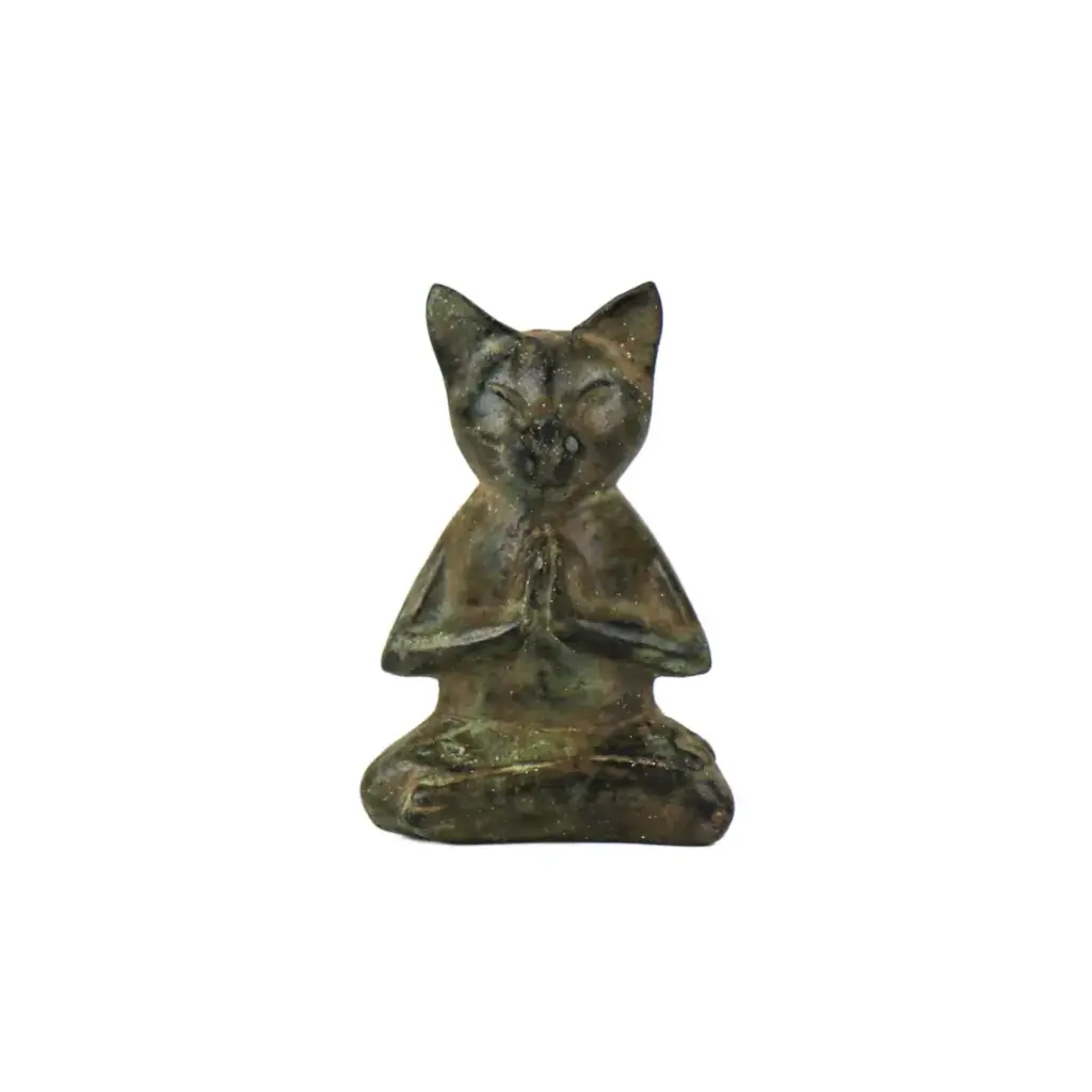 Cat Yoga Bronze (13) - Antique Green