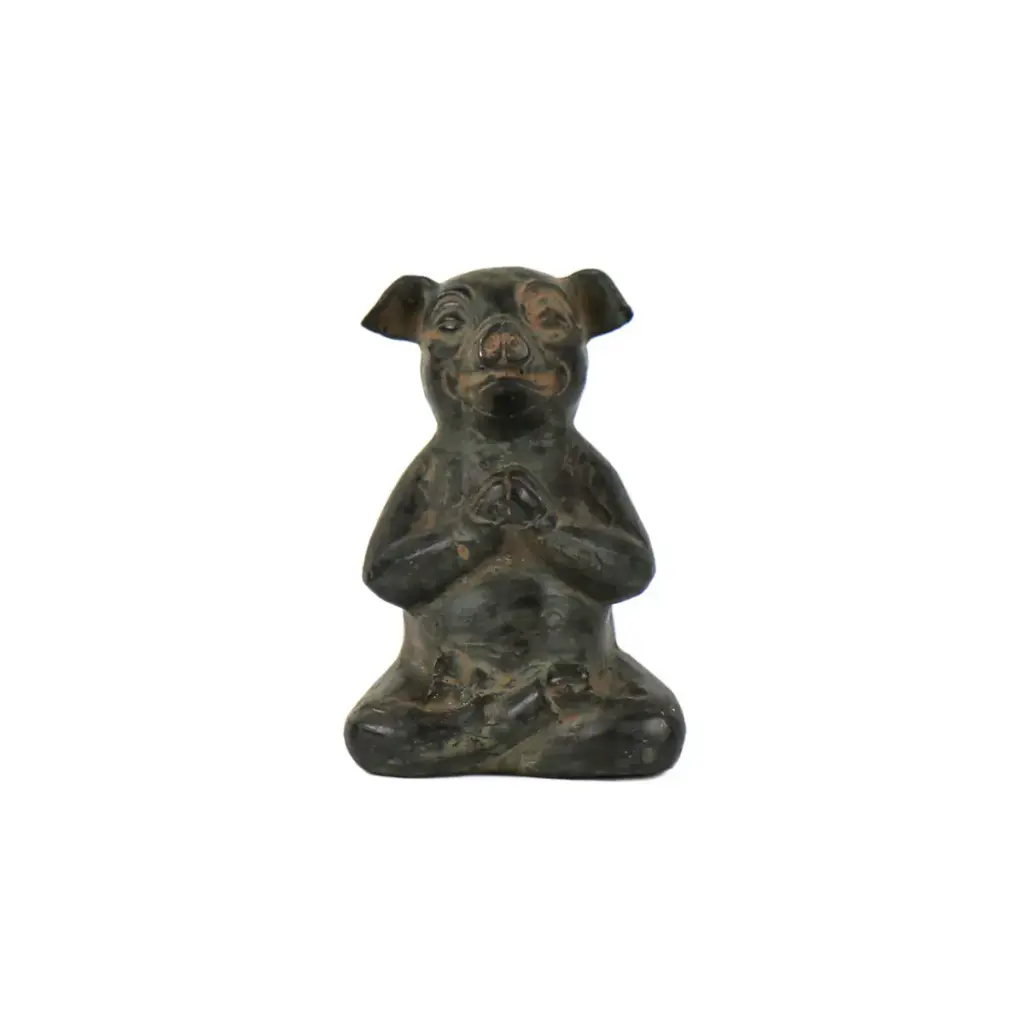 Cochon Yoga Bronze (10) - Vert Antique