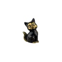 Cat Sitting Bronze (8) - Black + Gold (Minimum 3 pcs)