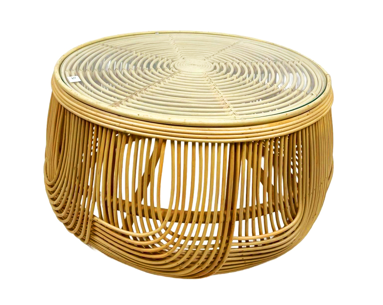 Table Basse en Rotin - Tablier en Verre (44)