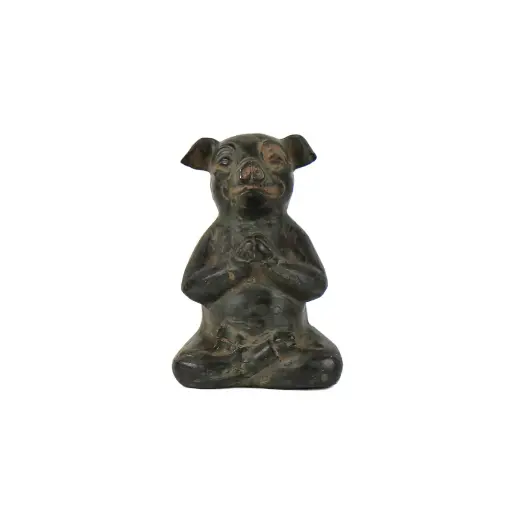 [PIGYOGBZ10-03] Cochon Yoga Bronze (10) - Vert Antique