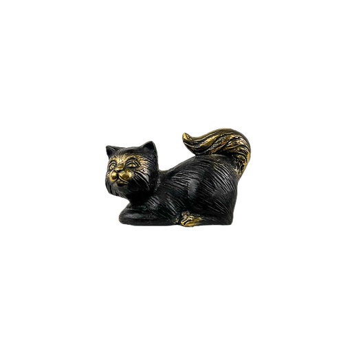 [CATLYIBZ5] Chat Couché Bronze (5) - Noir + Or (Minimum 3 pcs)