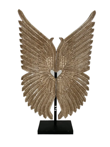 [PU003-WINGS133] Wings Carved on Stand (133)