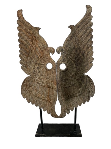 [PU004-WINGS135] Wings Carved on Stand (135)